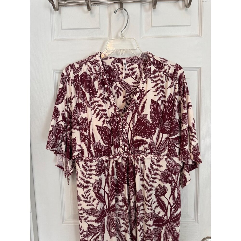 Soma Soft Jersey Caftan Midi Short Sleeve Tropical Dress Size Large NWT - Picture 3 of 15